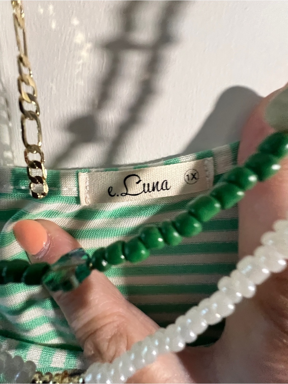 Luna- Striped Mint & White Colorblock Short Sleeve Pocket Tee - Picture 4 of 5